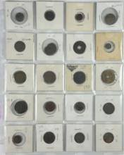 Lot of 20 different unattributed world coins including ancient Greece to 19th century Turkey