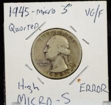 1945-S Washington Quarter Micro S VG/F