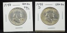 1948 PD Franklin Half Dollars GEM FBL 48p