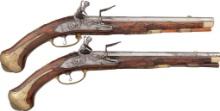 Pair of Continental European Flintlock Holster Pistols
