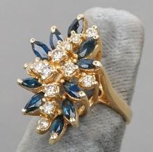 Ladies 14k  Saphire & Diamond Ring, Sz. 4