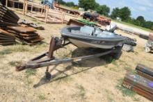 15FT FIBERGLASS BOAT W/ NISSAN 70 MOTOR SALVAGE ONLY NO TITLE