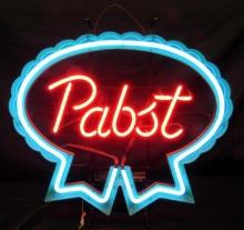 Excellent Vintage Pabst Blue Ribbon Beer 2 Color Neon Bar Sign