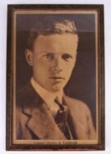 Antique 1928 Charles Lindbergh Framed Photo/ Supplement to the Philadelphia Inquirer