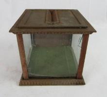 Antique National Cash Register Cast Metal & Glass Drop Box