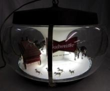 Vintage Budweiser "World Champion Clydesdales" Lighted Dome / Hanging Carousel Sign