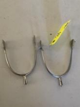 Spurs, stainless steel no straps. 1 pair