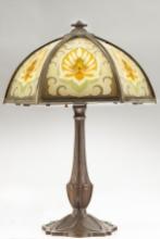 Fantastic Bent Panel Table  Lamp attributed to Moe Bridges Co., circa 1920s, excellent original cond