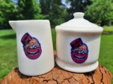 Coon Chicken Inn Ceramic Pottery Condiment Set Sugar & Creamer