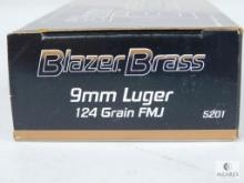 50 Rounds Blazer Brass 9mm Luger 124 Grain FMJ