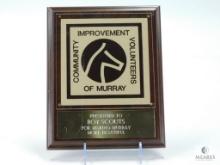 Plaque Presented to Boy Scouts for Making Murray More Beautiful