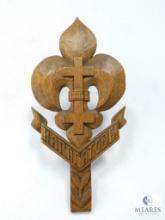 Foreign Boy Scout carved wood plaque.  Unknown country.
