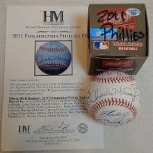 2011 Team Signed Autographed ROMLB Baseball Phillies MLB Highland Mint COA Halladay Utley Rollins