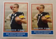2 Big Ben Roethlisberger 2004 Topps Bazooka Rookie Card Lot Regular & Mini Steelers #210 NRMT NFL