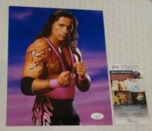 Bret Hitman Hart Autographed Signed 8x10 Glossy Photo WWF WWE Fist Pose JSA COA Wrestling HOF