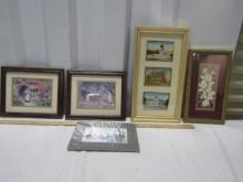 4 Framed And Double Matted Prints And A Paper Framed Print