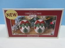 Spode China Christmas Tree Ribbons Salt & Pepper Shakers-2 3/4"/2 1/2" NIB,  MSRP $40