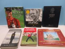 5 Golfing Books-Follow The Roar/The Big Miss Tiger Woods, Arnold Palmer w/Arnie's Archives,