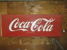 Collectors Coca-Cola Advertising Sign Curved Rolled Side Edges, 24" x 64"