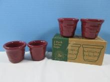 4 pcs Longaberger Pottery Basket Weave Pattern Paprika Color Votive Candle Set