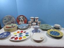 Lot 4 Old World China 8" Decorative Red Bird Cardinal Plates, Collector Porcelain Plates 8",