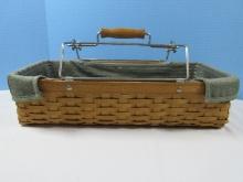 Retired Longaberger Hand Woven Rectangular Household Caddy Basket w/ Liner, Cloth Liner