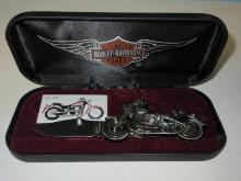Collectors Harley-Davidson Fat Boy 1:24 Scale Die-Cast Motorcycle Knife In Case w/ Trading