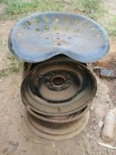 Unique Vintage Tractor Seat on Double Rim Base Chair