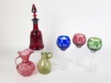 6 Pcs Colored Glass incl Bohemian Stemware