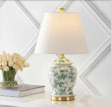 JONATHAN Y Penelope 22 in. Green/White Chinoiserie Classic LED Table Lamp, Retail Price $59, Appears