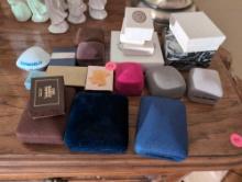(MBR) LOT OF MISC. EMPTY JEWELRY BOXES FOR RINGS, BRACELETS, OR EARRINGS.