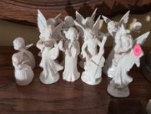 (MBR) LOT OF (10) CERAMIC ANGEL FIGURINES. (8) ARE MARKED GERMANY DRESDEN & MEASURE 5"T AND THE