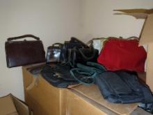 (UPBR1) BOX LOT OF MISC LADIES HANDBAGS, VARIED TYPES AND SIZES, SEE PHOTOS