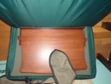 (UPBR2) ALDEN LEE MAHOGANY MUSIC SHEET STAND, FOLDED DOWN IN PROTECTIVE CASE, SEE PHOTOS., UNSURE IF