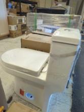 DEERVALLEY Symmetry 12 in. Rough in Size 1-Piece 1.28 GPF Single Flush Round Toilet in White Seat