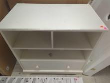White Children's Dresser with 1 Drawer and 3 Cubbies, Approximate Dimensions - 30" H x 30" W x 17"