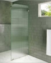Glass Warehouse 30 in. x 78 in. Fixed Frameless Shower Door Fixed Panel Fluted Frosted Radius Right