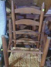 (GAR) One lot of 3 woven chairs. One of the chairs has wide seat and armrests. What You See in the