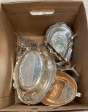 BOX OF MISCELLANEOUS: SILVERPLATE
