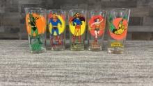 5) 1976 DC SUPER HERO PEPSI GLASSES: JUSTIC LEAGUE