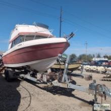 BOAT, NISQUALLY BAYLINER, 23FT FIBERGLASS HULL, APPROX 8FT BEAM, GM 350 GAS MOTOR