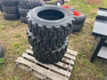 (4) NEW 10-16.5 SKID STEER TIRES SKID STEER ATTACHMENT