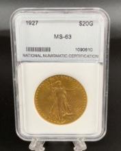1927 US Gold $20 St. Gaudens Double Eagle MS-63