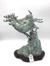 Unmarked Metal Deer Statue (Approx. 12 Inches