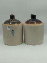 Lot of 2 Crock Jugs Including One Front