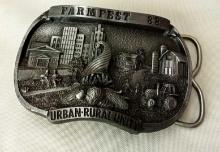 "FARMFEST '88 URBAN, RURAL,UNITY" BELT BUCKLE LIMITED EDITION #406 OF500. MADE IN USA.