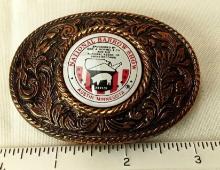 BELT BUCKLE NATIONAL BARROW SHOW AUSTIN MN NO SERIES NUMBER NO YEAR.