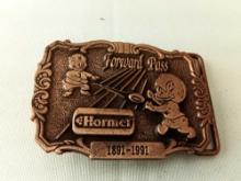 BELT BUCKLE HORMEL "FORWARD PASS" FEED PRODUCT NO LIMITED EDITION NUMBER 1891-1991