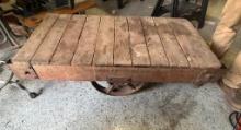 101 Antique Wooden Cart on Wheels