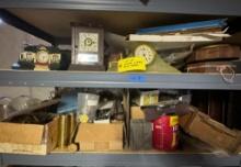 455 Lot of Mantle Clocks & Parts - (2) Shelves FULL